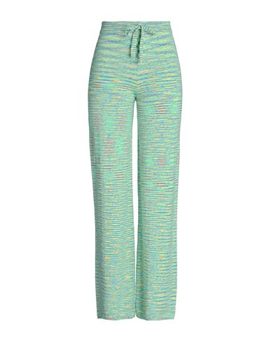 8 By Yoox Knit Pull-on Melange Pants Woman Pants Light Green Size Xxl Cotton, Recycled Cotton