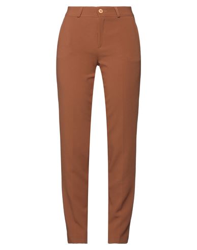 Anna Seravalli Woman Pants Camel Size 12 Polyester, Viscose, Elastane