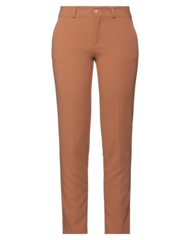 Shop Anna Seravalli Woman Pants Camel Size 12 Polyester, Viscose, Elastane
