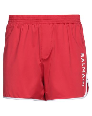 Balmain Man Shorts & Bermuda Shorts Red Size S Polyamide, Elastane