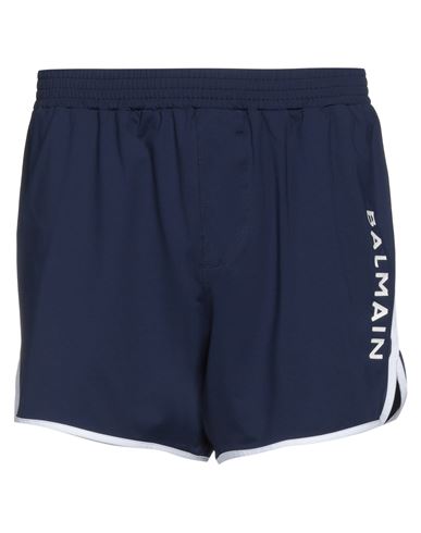 Balmain Man Shorts & Bermuda Shorts Navy Blue Size L Polyamide, Elastane