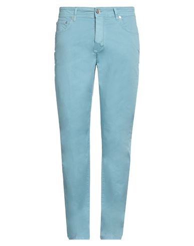 Barba Napoli Man Pants Pastel Blue Size 32 Cotton, Elastane