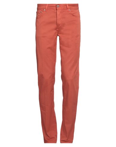 Barba Napoli Man Pants Rust Size 35 Cotton, Elastane In Red