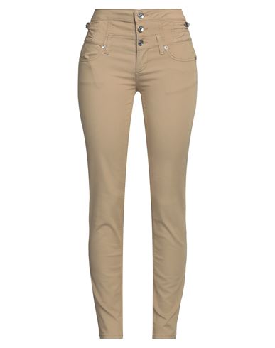 Liu •jo Woman Pants Beige Size 28w-30l Cotton, Polyester, Elastane, Soft Leather In Beige