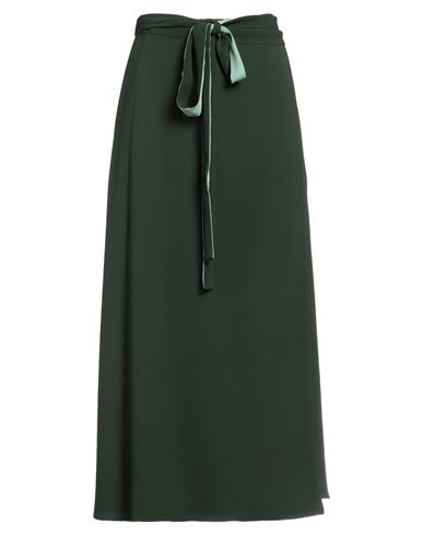 Shop Valentino Garavani Woman Midi Skirt Dark Green Size 4 Silk