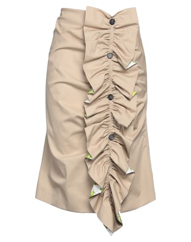 Msgm Woman Midi Skirt Beige Size 10 Cotton