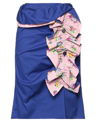Msgm Woman Midi Skirt Bright Blue Size 4 Cotton