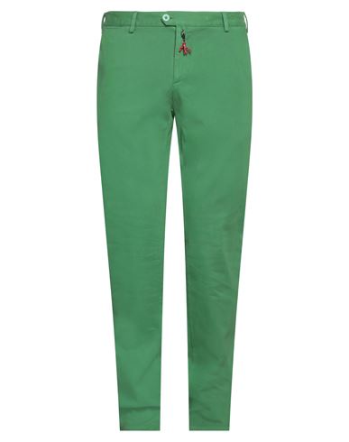 Isaia Man Pants Green Size 38 Cotton, Elastane