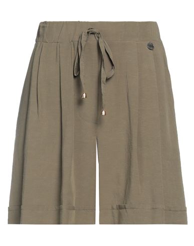 Take-two Woman Shorts & Bermuda Shorts Military Green Size S Viscose, Linen