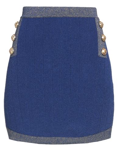 Balmain Woman Mini Skirt Blue Size 8 Viscose, Polyester, Metallic Fiber