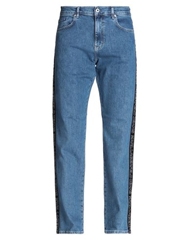 Karl Lagerfeld Jeans Klj Straight Logo Denim Man Jeans Blue Size 33w-32l Organic Cotton, Elastane