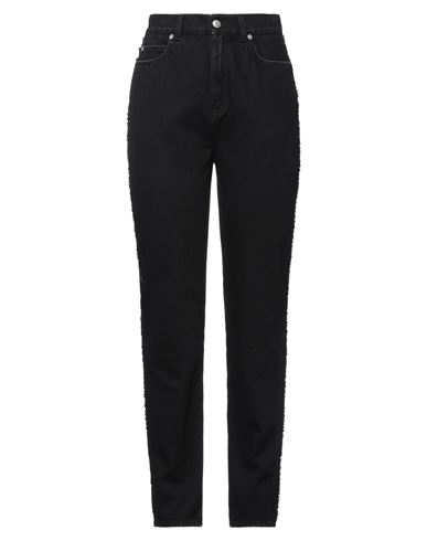 Shop Alexander Mcqueen Woman Jeans Black Size 27 Cotton, Calfskin