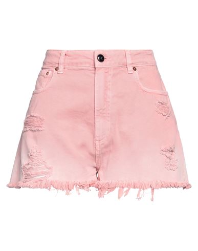 Shop Semicouture Woman Denim Shorts Pink Size 32 Cotton