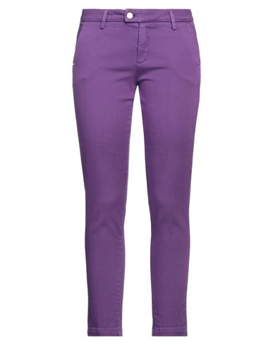 Entre Amis Woman Pants Purple Size 28 Cotton, Elastane