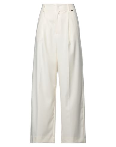 Entre Amis Woman Pants Cream Size 24 Polyester, Rayon, Elastane In White