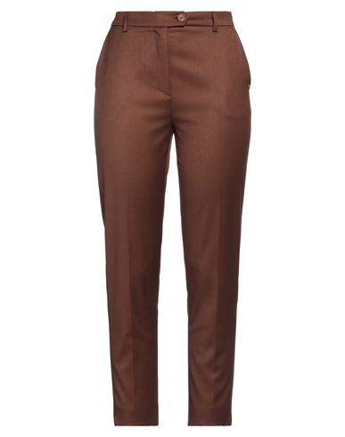 Please Woman Pants Brown Size L Polyester, Viscose, Elastane