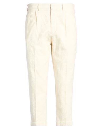 Grifoni Man Pants Ivory Size 38 Cotton, Virgin Wool In White