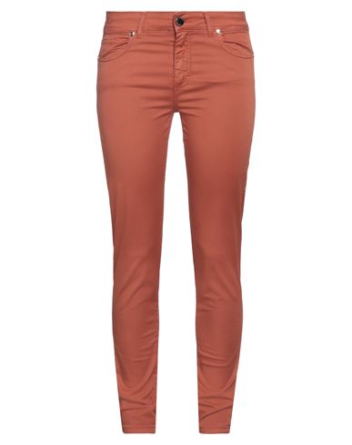 Siste's Woman Pants Rust Size 12 Cotton, Elastane In Red