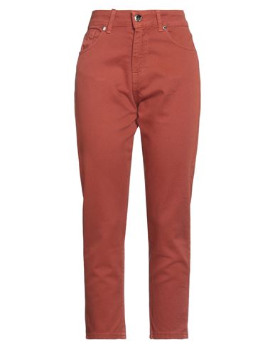 Siste's Woman Pants Rust Size 12 Cotton, Elastane In Red