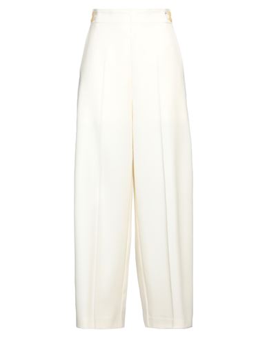 High Woman Pants Ivory Size 12 Virgin Wool, Polyester, Elastane In White