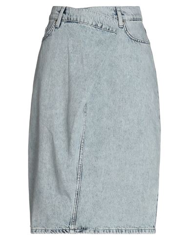 Karl Lagerfeld Jeans Klj Folded Midi Denim Skirt Woman Denim Skirt Blue Size Xl Organic Cotton