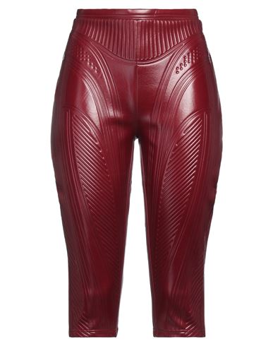 Mugler Woman Cropped Pants Burgundy Size 6 Polyester, Polyurethane, Polybutylene In Red