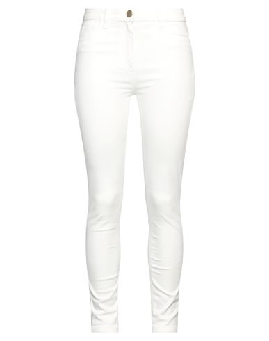 Shop Elisabetta Franchi Woman Jeans Off White Size 31 Cotton, Elastomultiester, Elastane