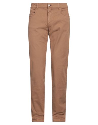 Trussardi Jeans Man Pants Camel Size 34 Cotton, Elastane In Beige