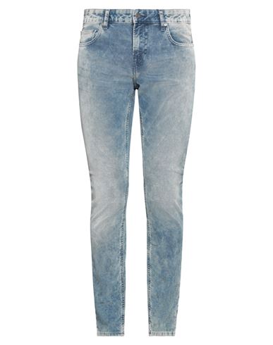 Guess Man Pants Blue Size 32w-34l Cotton, Polyester, Elastane In Blue