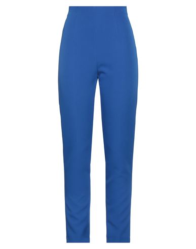 Pinko Woman Pants Bright Blue Size 12 Polyester, Elastane
