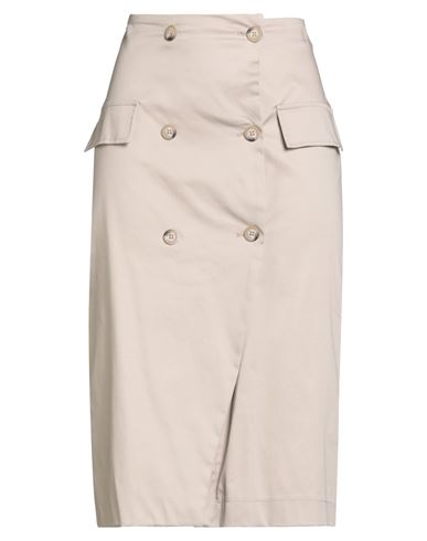 Haveone Woman Midi Skirt Grey Size S Cotton, Elastane In Neutral