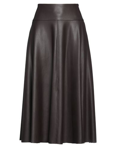 Caractere Caractère Woman Midi Skirt Dark Brown Size 6 Viscose, Elastane