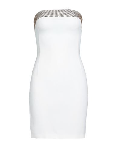Pinko Woman Mini Dress Ivory Size 10 Viscose, Elastane, Glass In White