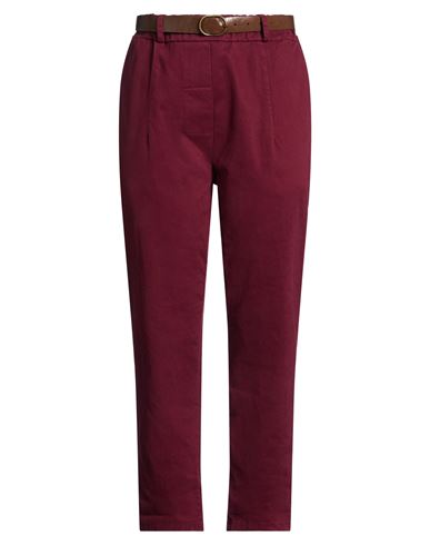 Tensione In Woman Pants Burgundy Size L Cotton, Elastane In Burgundy