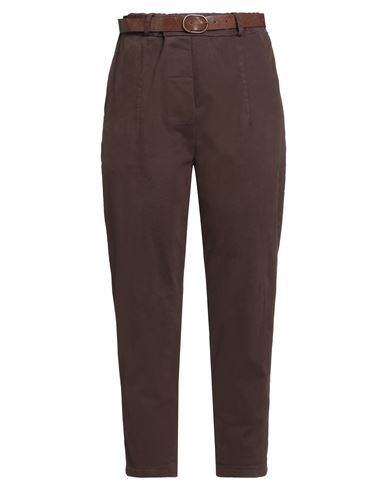Tensione In Woman Pants Dark Brown Size M Cotton, Elastane In Brown