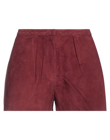 Iro Woman Shorts & Bermuda Shorts Burgundy Size 6 Lambskin In Red