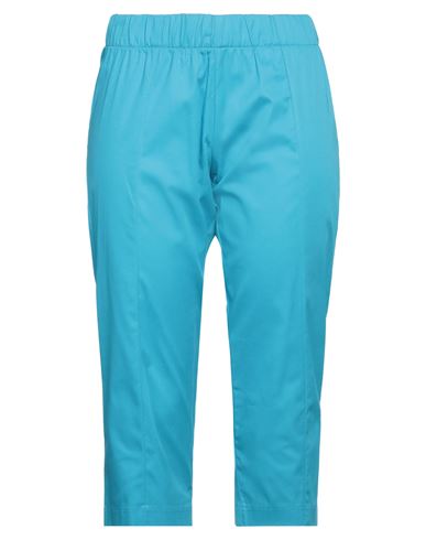 Alessio Bardelle Woman Cropped Pants Azure Size L Cotton, Elastane In Blue