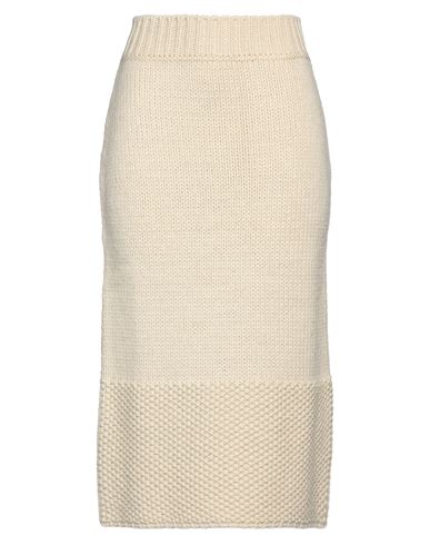 Jil Sander Woman Midi Skirt Cream Size 6 Wool, Mohair Wool In White