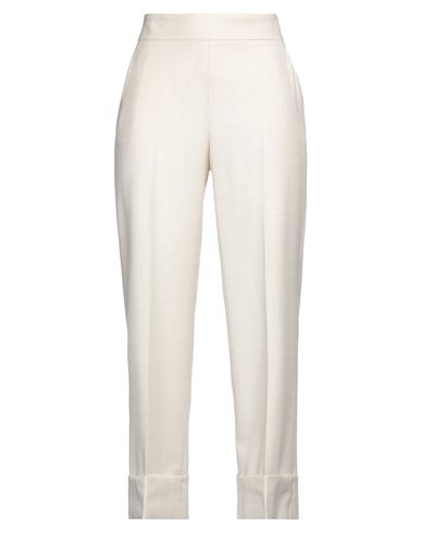 Peserico Woman Pants Ivory Size 4 Virgin Wool, Polyamide, Metallic Fiber In White