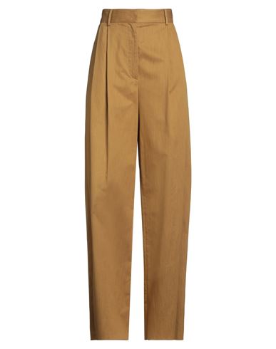 Shop Ferragamo Woman Pants Camel Size 6 Silk, Linen In Beige