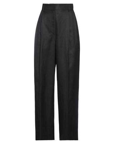 Ferragamo Woman Pants Black Size 4 Silk, Linen