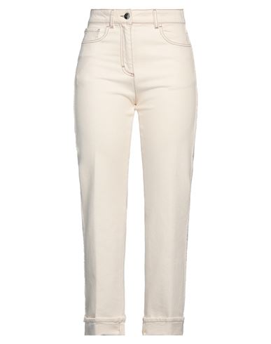 Peserico Woman Pants Beige Size 6 Cotton, Elastane In White