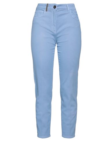 Peserico Woman Pants Light Blue Size 6 Cotton, Elastane