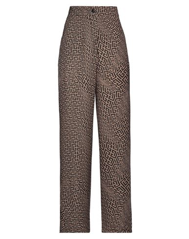 Access Fashion Woman Pants Khaki Size Xl Polyester, Elastane In Brown