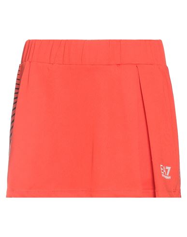 Ea7 Woman Mini Skirt Orange Size L Polyester, Elastane