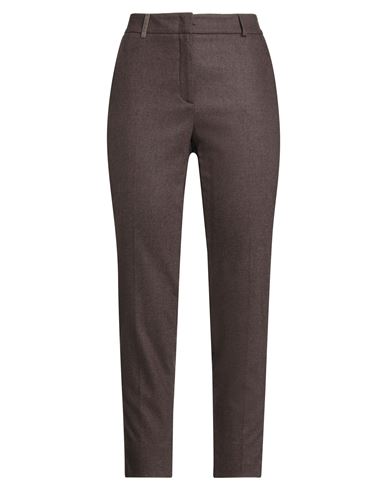 Peserico Icon 4718 Woman Pants Chocolate Brown Size 16 Virgin Wool, Cashmere, Elastane In Brown