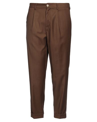 Bonheur Man Pants Dark Brown Size 38 Polyester, Viscose, Elastane