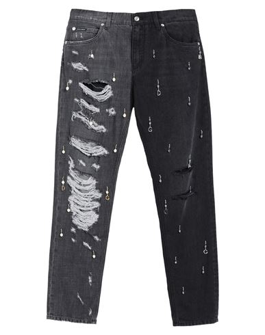Dolce & Gabbana Man Jeans Black Size 28 Cotton, Brass