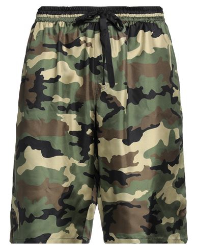 Dolce & Gabbana Man Shorts & Bermuda Shorts Military Green Size 36 Silk