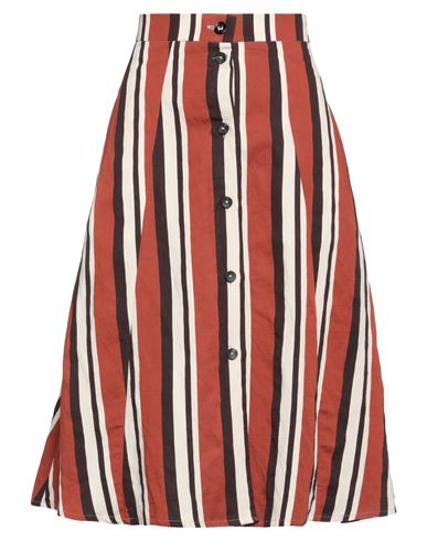 Berwich Woman Midi Skirt Brown Size 6 Viscose, Polyester